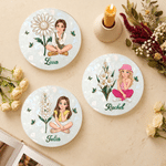 Personalised 3D-Effect Artwork Birth Flower Photo Acrylic Coaster Fridge Magnet with Name Home Decor Birthday Gift for Family Friends
