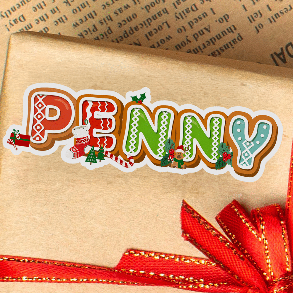 Personalized Santa Claus Christmas Theme Letter Waterproof Sticker with Name Christmas Party Holiday Gift for Kids Friends Family 4