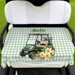 Personalisierte Golf-Tasche mit Geburtsblume – Mehrfarbige Golfwagen-Sitzbezüge mit Streifenmuster und Namen – Geburtstagsgeschenk für Golfbegeisterte