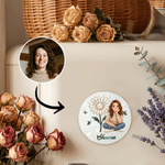 Personalised 3D-Effect Artwork Birth Flower Photo Acrylic Coaster Fridge Magnet with Name Home Decor Birthday Gift for Family Friends