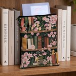 Personalised Vintage Birth Flower Floral Bookshelf Design Zipper Book Sleeve with Name Birthday Club Gift for Readers Bookworms 3
