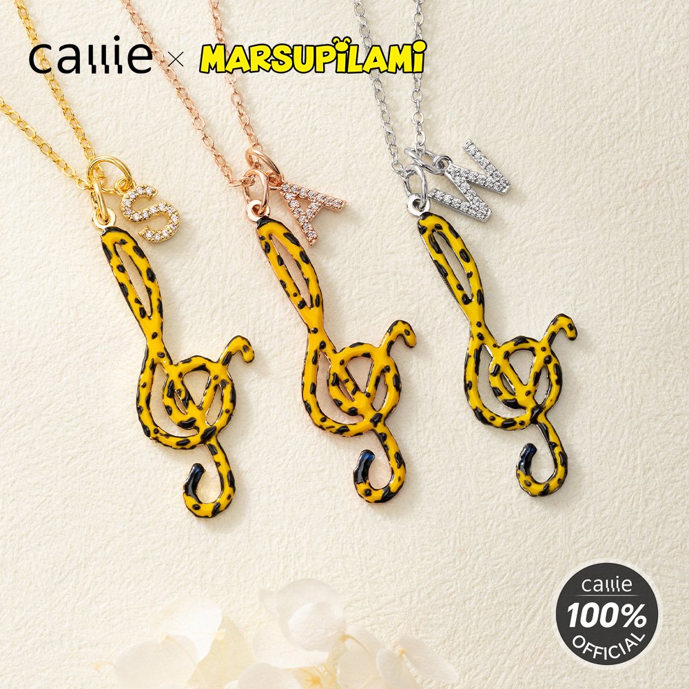 Personalized Cartoon Marsupilami Tail Music Note Sterling Silver Initial Charm Necklace Birthday Gift for Women Girls丨 Callie × Marsupilami® 2