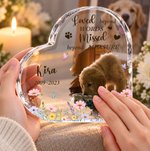 Personalized Forever In My Heart Pet Photo Heart Shaped Floral Acrylic Plaque with Name Memorial Sympathy Gift for Dog Cat Lovers