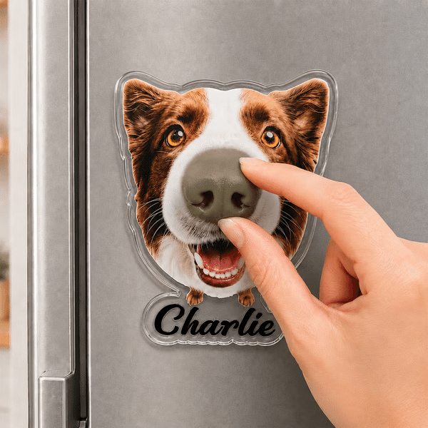 Imán para nevera personalizado con foto de mascota y nariz 3D con nombre regalo de cumpleaños para amantes de los perros
