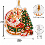 Adorno acrílico personalizado con efecto 3D «La primera Navidad del bebé», con diseño brillante tipo «Diamond Art», con nombre y año. Regalo de Navidad para recién nacidos y bebés