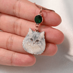 Personalized Birthstone Name Charm Glitter Pet Portrait Photo Pendant Necklace Birthday Gift for Dog Cat Lovers