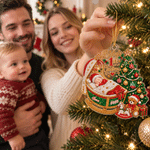 Adorno acrílico personalizado con efecto 3D «La primera Navidad del bebé», con diseño brillante tipo «Diamond Art», con nombre y año. Regalo de Navidad para recién nacidos y bebés