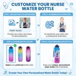 Personalized Nurse Life Photo Gradient BPA-Free 32 oz Water Bottle with Flip-Top Lid and Time Markers Birthday Appreciation Gift for Nurse 9