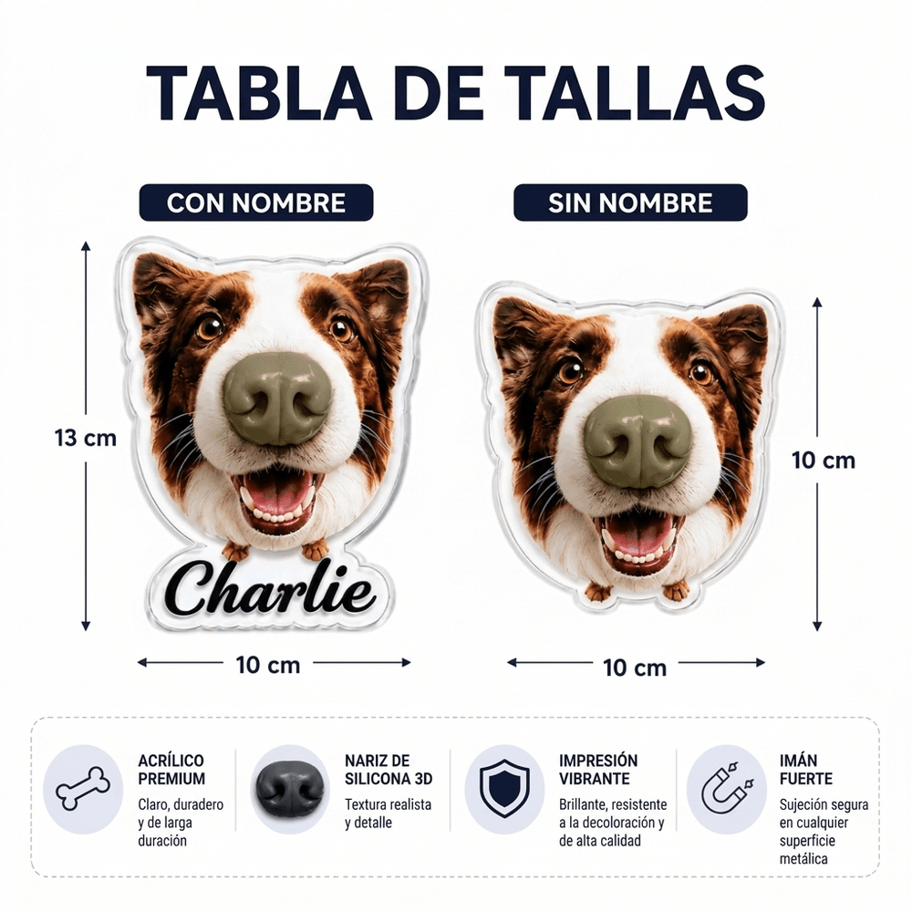 Imán para nevera personalizado con foto de mascota y nariz 3D con nombre regalo de cumpleaños para amantes de los perros 7