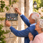 Cartello da giardino personalizzato in pietra naturale con motivi floreali ad acquerello, numero civico e indirizzo: decorazione per la casa, regalo per l'inaugurazione della nuova casa o per le festività, ideale per gli amanti del giardinaggio 4