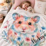 Personalized Watercolor Style Floral Pet Portrait Soft Throw Blanket with Name and Photo Home Decor Christmas Birthday Gift for Pet Owners 5