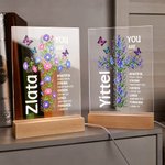 Personalized Cross Bible Verse Birth Flower You Are Loverd Acrylic LED Night Light with Wooden Base Birthday Baptism Gift for Christians Kids