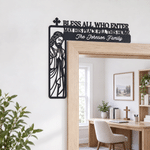 Personalised Bless This New Home Doorframe Hanging Sign with Text Wall Decor Daily Use Housewarming Gift for Friends Christians