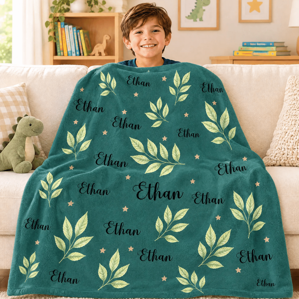 Personalized Playful Star Daisy Heart Moon Soft Throw Blanket with Name Home Decor Birthday Anniversary Gift for Children 3