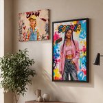 Gepersonaliseerde, trendy fotodoeken in olieverfstijl met graffiti-motief, voorzien van naam en jaartal – woondecoratie en verjaardagscadeau voor graffitiliefhebbers 6