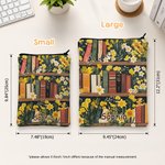 Personalised Vintage Birth Flower Floral Bookshelf Design Zipper Book Sleeve with Name Birthday Club Gift for Readers Bookworms 9