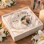 Personalized Forever In My Heart Pet Photo Heart Shaped Floral Acrylic Plaque with Name Memorial Sympathy Gift for Dog Cat Lovers