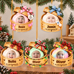 Decorazione natalizia personalizzata in acrilico a forma di gnocchetto al vapore con foto del bambino, nome e anno: decorazione per l'albero di Natale e regalo di Natale per neonati e genitori 2