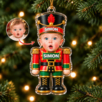 Personalized 3D-Effect Art Baby Face Photo Acrylic Christmas Theme Ornament with Name Tree Decor Christmas Gift for New Parents New Babies