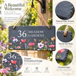 Cartello da giardino personalizzato in pietra naturale con motivi floreali ad acquerello, numero civico e indirizzo: decorazione per la casa, regalo per l'inaugurazione della nuova casa o per le festività, ideale per gli amanti del giardinaggio 7