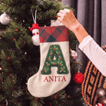 Calza natalizia personalizzata con iniziali multicolori a tema natalizio e nome – Decorazione per la casa – Regalo di Natale per bambini e famiglia 3