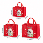 Bolso de lino rojo de gran capacidad con diseño personalizado con efecto 3D y foto de una mascota adorable, con nombre. Regalo para fiestas navideñas para niños y amantes de las mascotas. 7
