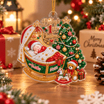 Adorno acrílico personalizado con efecto 3D «La primera Navidad del bebé», con diseño brillante tipo «Diamond Art», con nombre y año. Regalo de Navidad para recién nacidos y bebés