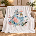 Personalized Watercolor Style Floral Pet Portrait Soft Throw Blanket with Name and Photo Home Decor Christmas Birthday Gift for Pet Owners 2