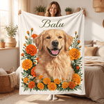 Personalisierte Foto Kuscheldecke | mit Namen & Geburtsblume | Weiche Sofadecke | Geburtstag Weihnachten Geschenk für Familie und Freunde