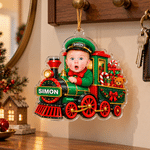 Personalized 3D-Effect Art Baby Face Photo Acrylic Christmas Theme Ornament with Name Tree Decor Christmas Gift for New Parents New Babies