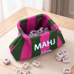 Pochette de rangement personnalisée MAHJ multicolore à rayures pour mah-jong, avec prénom et fermeture à pression « Kiss Lock » : cadeau d'anniversaire idéal pour les soirées de jeu, destiné aux joueurs et amateurs de mah-jong 2