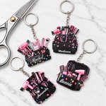 Personalized 3D-Effect Art Hairstylist Keychain with Name Hair Tools Salon Bag Appreciation Birthday Gift for Hairdressers