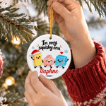 Personalized 3D-Effect Artwork Cartoon Dumpling Ceramic Christmas Ornament with Name and Year Home Decor Christmas Gift for Kids