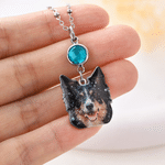 Personalized Birthstone Name Charm Glitter Pet Portrait Photo Pendant Necklace Birthday Gift for Dog Cat Lovers