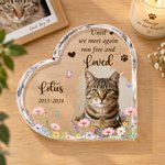Personalized Forever In My Heart Pet Photo Heart Shaped Floral Acrylic Plaque with Name Memorial Sympathy Gift for Dog Cat Lovers