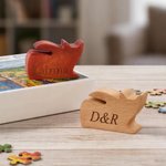 Personalized Cute Cat Shape Wooden Jigsaw Puzzle Box Lid Holder with Engraved Text Jigsaw Puzzles Tool Game Night Gift for Puzzle Lovers