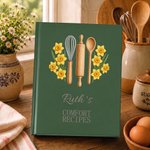 Personalised Minimalist Embroidery Effect Artwork Birth Flower Notebook with Name Kitchen Use Birthday Gift for Cooking Lovers Mum
