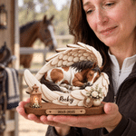 Personalised 3D-Effect Artwork Angel Wings Horse Photo Wooden Plaque with Name and Year Home Decor Pet Memorial Gift for Horse Owners