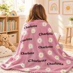 Personalized Playful Star Daisy Heart Moon Soft Throw Blanket with Name Home Decor Birthday Anniversary Gift for Children 7