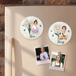 Personalised 3D-Effect Artwork Birth Flower Photo Acrylic Coaster Fridge Magnet with Name Home Decor Birthday Gift for Family Friends