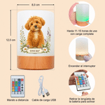 Lámpara LED personalizada con foto de mascota estilo acuarela y nombre táctil regulable con mando regalo de Navidad para dueños de mascotas