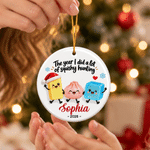 Personalized 3D-Effect Artwork Cartoon Dumpling Ceramic Christmas Ornament with Name and Year Home Decor Christmas Gift for Kids