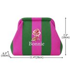 Personalized Multicolour Embroidered Birth Flower Striped Knitted Makeup Bag with Name Birthday Gift for Woman 7