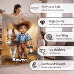 Manta suave personalizada con foto de vaquero o vaquera del Oeste y un poni, con nombre, para decoración del hogar y regalo de cumpleaños para niños y niñas