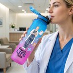 Personalized Nurse Life Photo Gradient BPA-Free 32 oz Water Bottle with Flip-Top Lid and Time Markers Birthday Appreciation Gift for Nurse 6