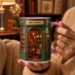 Spersonalizowany kubek ceramiczny z motywem graficznym z efektem 3D, z napisem „Bookstore”, o pojemności 11 oz i 15 oz – idealny na co dzień lub jako prezent urodzinowy dla miłośników książek i moli książkowych