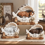 Personalised 3D-Effect Artwork Angel Wings Horse Photo Wooden Plaque with Name and Year Home Decor Pet Memorial Gift for Horse Owners