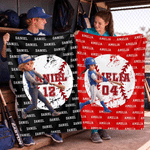 Personalised Ball Sports Theme 3D-Effect Artwork Cartoon Character Photo Soft Throw Blanket with Number and Name Christmas Gift for Sports Lovers