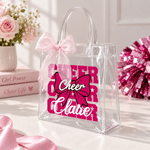 Personalized Cheer Bow Cheerleading Theme Clear Gift Bag with Name and Ribbon Cheer Competition Birthday Gift for Cheerleaders Girls
