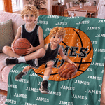 Personalised Ball Sports Theme 3D-Effect Artwork Cartoon Character Photo Soft Throw Blanket with Number and Name Christmas Gift for Sports Lovers